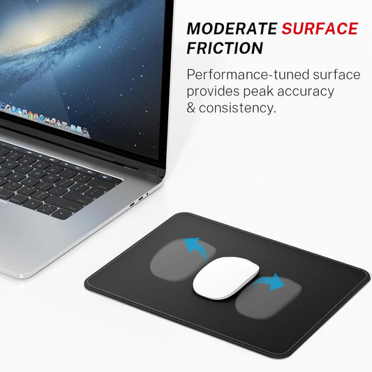 Essential Office & Gaming Mouse Pad, 30% Larger, 8.5” X 11” In, Black | Anti-Fray Stitched Edges, Premium Textured Surface, Non-Slip Rubber Base, Water and Stain Resistant Protection