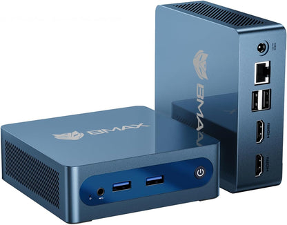 Mini PC B1 Plus, Intel Celeron J3355 (Up to 2.5Ghz), 6GB RAM 128GB Emmc Support M.2 SSD Expansion (512GB/2TB), 4K Dual Display 2.4G/5G Wifi & BT5.0 Mini Desktop Computer for Home/Office