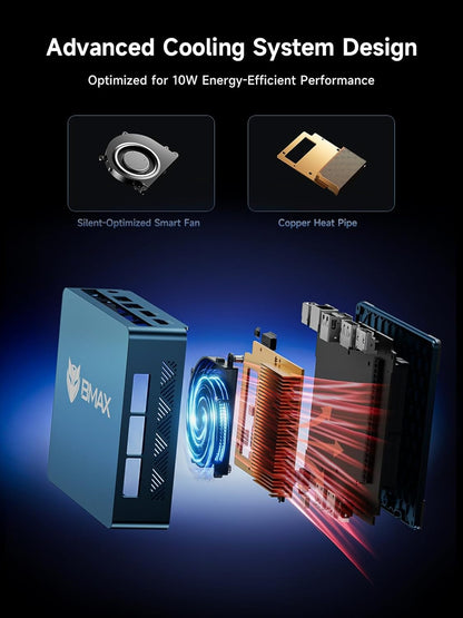 Mini PC B1 Plus, Intel Celeron J3355 (Up to 2.5Ghz), 6GB RAM 128GB Emmc Support M.2 SSD Expansion (512GB/2TB), 4K Dual Display 2.4G/5G Wifi & BT5.0 Mini Desktop Computer for Home/Office