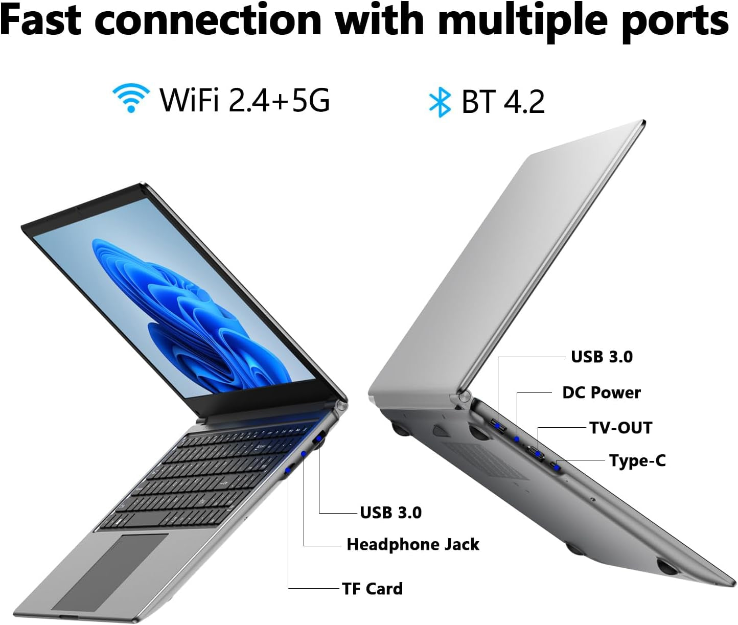 Laptop 16-Inch 8GB DDR 256GB SSD Portable Laptop Computer, Expandable to 1TB, AMD A9-9400 Radeon R5 CPU up to 3.2 Ghz, 9000Mah Battery, Numeric Keypad, USB 3.0, Dual-Band Wifi, Webcam, Slim Laptops