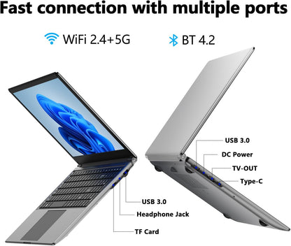 Laptop 16-Inch 8GB DDR 256GB SSD Portable Laptop Computer, Expandable to 1TB, AMD A9-9400 Radeon R5 CPU up to 3.2 Ghz, 9000Mah Battery, Numeric Keypad, USB 3.0, Dual-Band Wifi, Webcam, Slim Laptops