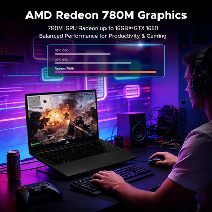 15.6" Light-Gaming-Laptop, AMD Ryzen 7 8745HS, 16GB DDR5 1TB Nvme SSD, Radeon 780M Laptop Computer for Content Creators Designers with 100W PD USB 4.0 Backlit Keyboard, Fingerprint, 2-Yr-Warranty