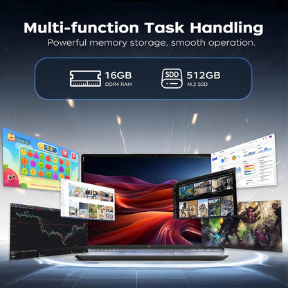 Light Gaming Laptop, ΑΜD Ryzen R2544 Processor, 16Inch Laptop Computer with 16GB DDR4 512GB SSD, Windοws 11 Laptop with 1920P FHD Display, Wifi, USB3.2, Type_C