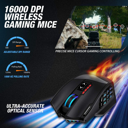 Venus Gaming Mouse RGB Wired, 16400 DPI High Precision Laser Programmable MMO Computer Gaming Mice