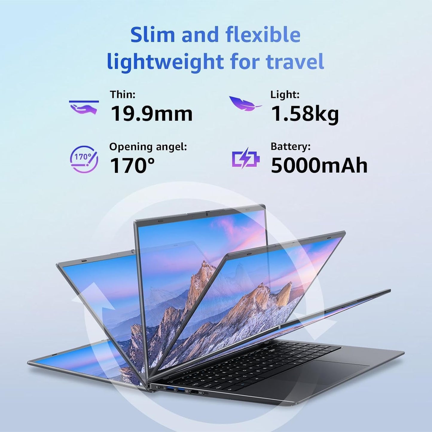 Laptop, 12GB LPDDR5 RAM 1TB SSD, 15.6 Inch Laptop Computer, N95 Quad Core Processor(Beat to N5095,6500Y), up to 3.4Ghz, Wifi 5, BT 5.0, USB-C, Fingerprint,Gray