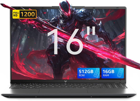 Light Gaming Laptop, ΑΜD Ryzen R2544 Processor, 16Inch Laptop Computer with 16GB DDR4 512GB SSD, Windοws 11 Laptop with 1920P FHD Display, Wifi, USB3.2, Type_C