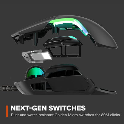 Steelseries Rival 5 Gaming Mouse with Prismsync RGB Lighting and 9 Programmable Buttons – FPS, MOBA, MMO, Battle Royale – 18,000 CPI Truemove Air Optical Sensor - Black