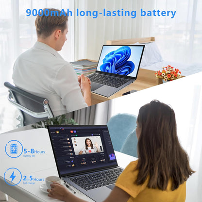 Laptop 16-Inch 8GB DDR 256GB SSD Portable Laptop Computer, Expandable to 1TB, AMD A9-9400 Radeon R5 CPU up to 3.2 Ghz, 9000Mah Battery, Numeric Keypad, USB 3.0, Dual-Band Wifi, Webcam, Slim Laptops