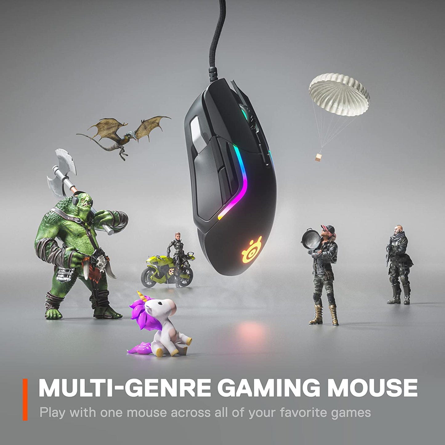 Steelseries Rival 5 Gaming Mouse with Prismsync RGB Lighting and 9 Programmable Buttons – FPS, MOBA, MMO, Battle Royale – 18,000 CPI Truemove Air Optical Sensor - Black