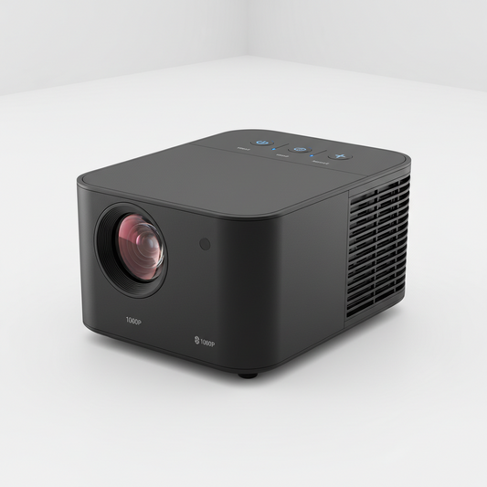 Native 1080P Full HD Bluetooth projector for outdoor movies, portable with built-in speaker, HDMI, USB, AV inputs